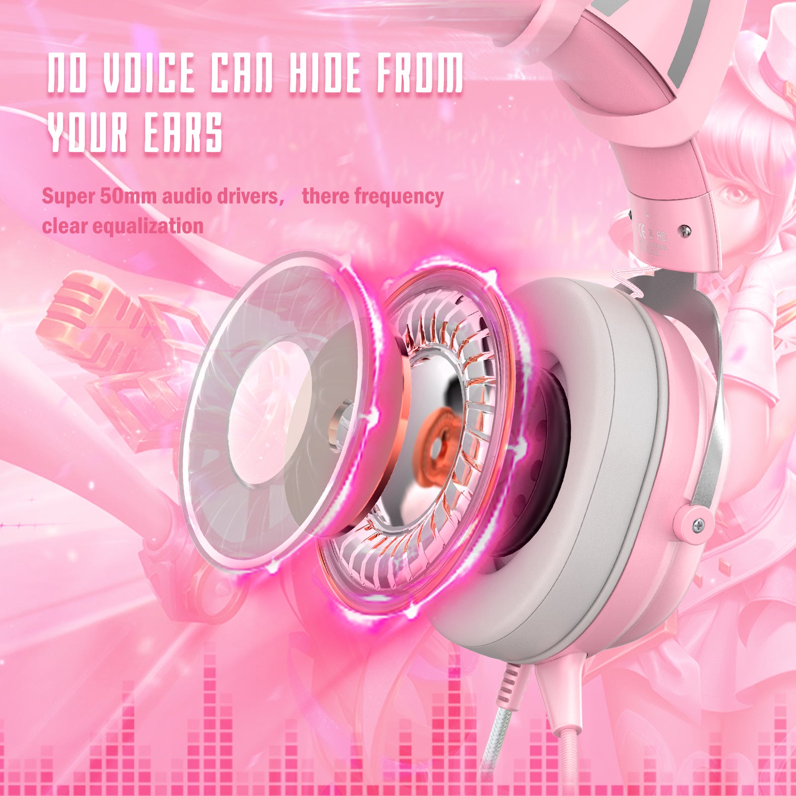 ONIKUMA X11 Gaming Headset med aftageligt Cat Ear RGB-støjreduktion over øret ONIKUMA X11 Gaming Headset med aftageligt Cat Ear RGB-støjreduktion over øret